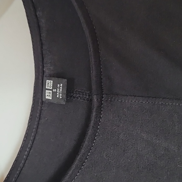 It has pockets!!! UNIQLO BLACK COTTON DRESS ~ PUFFY SLEEVES ~ SIDE SEAM POCKETS - Picture 10 of 14